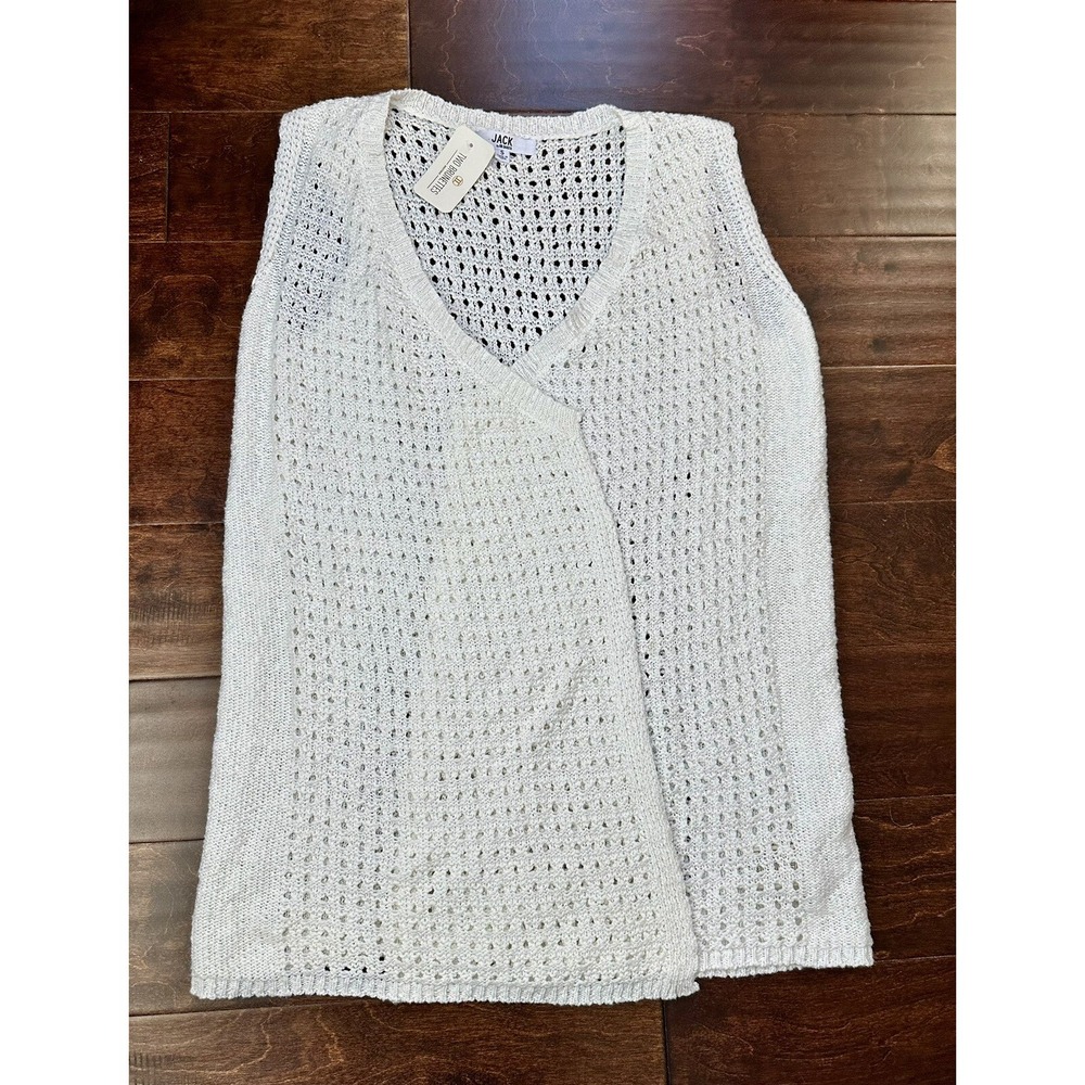 Jack by BB Dakota Womens Boutique Sleeveless Long Sweater Vest White Knit NWT